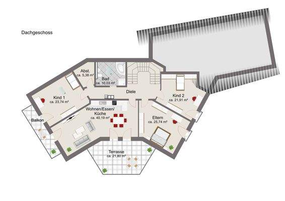 Grundriss Dachgeschoss: m² Angaben sind ca. Angaben und nicht maßstabsgetreu