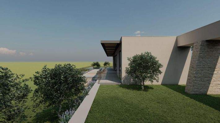Kreta, Litsarda: Ruhiges Grundstück mit Baugenehmigung und atemberaubender Aussicht auf die Landschaft zu verkaufen