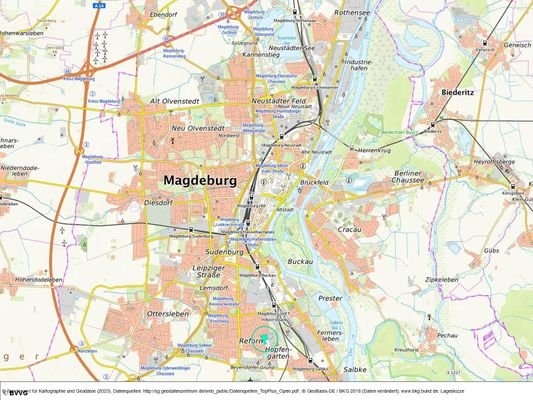 Lageplan mit topographischer Karte