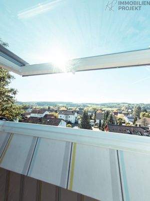 Blick aus dem Dachbodenfenster