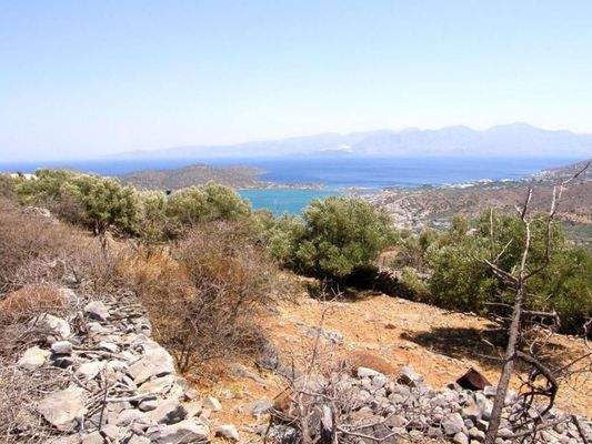 Kreta, Kato Pine: Bauland mit Panoramablick und Baugenehmigung zu verkaufen