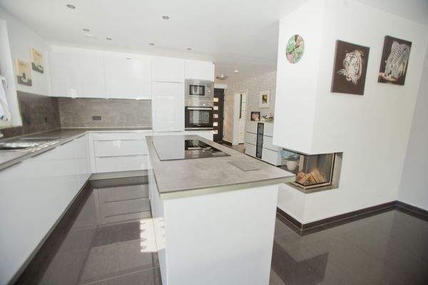 Küche und Kamin im EG