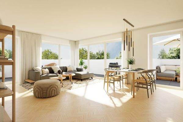 Visualisierung_Wohnzimmer mit Zugang zur Dachterra