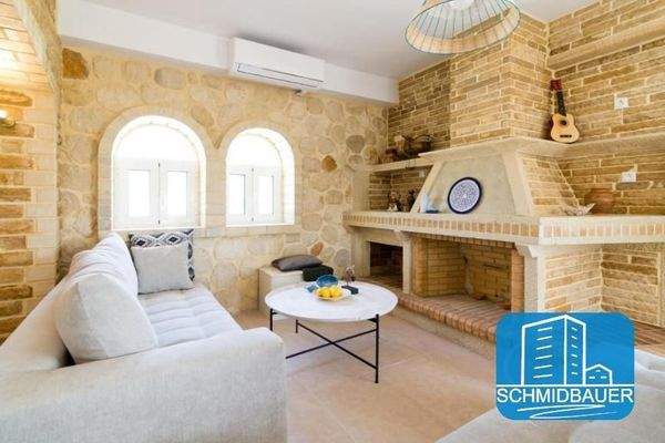 Kreta, Kamilari: Steinvilla mit Apartment und Blick auf den Kamilari-Hügel