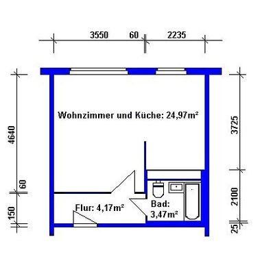 Die Aufteilung von ca. 33 m²