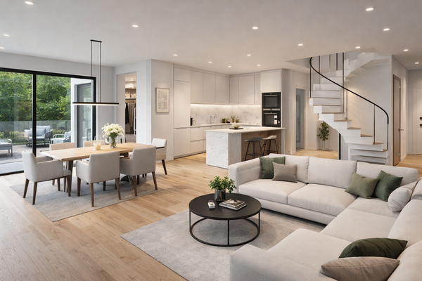 Offener Wohn-Essbereich mit Küche