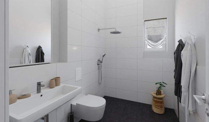 Ein weiteres Bad mit bodengleicher Dusche