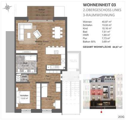 Grundriss WE3 - 2.OG links