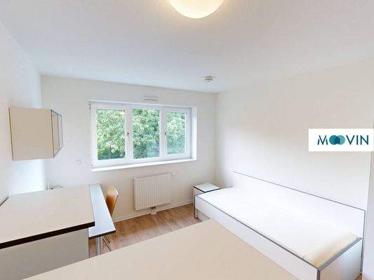 Ansicht II: Wohn- und Schlafzimmer mit offenem Küchenbereich