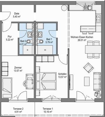 Grundriss Wohnung 2 EG