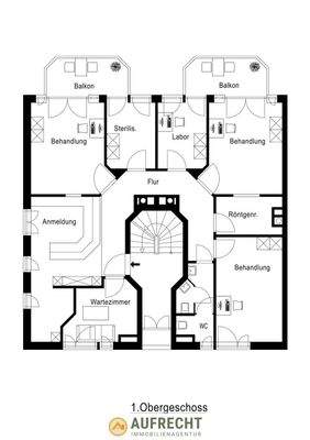 Grundriss 1. OG Wohneinheit/derzeit Praxis
