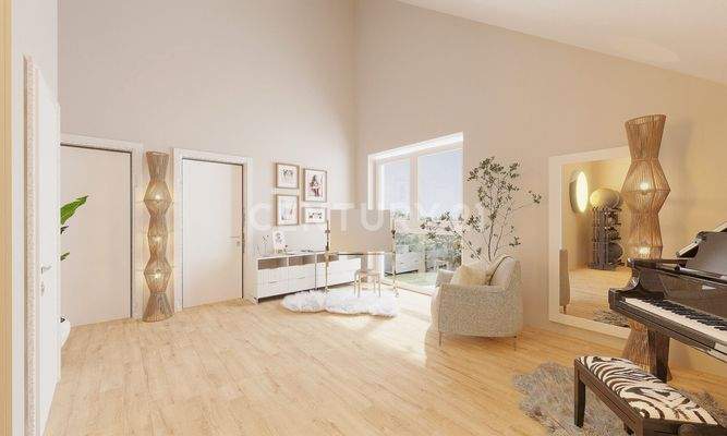 Studio im Dachgeschoss (maßstabsgetreu visualisiert)