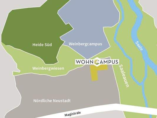 Wohncampus Lage im Stadtgebiet Halle