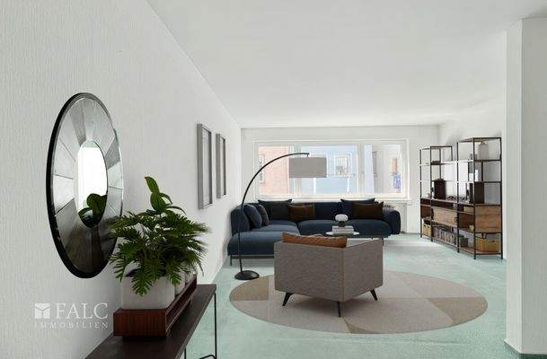 Wohnzimmer EG (virtuell möbliert)