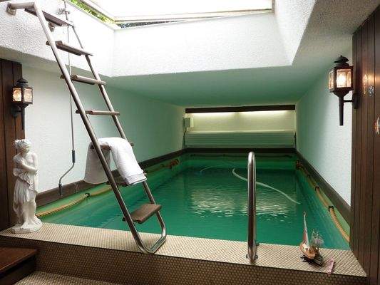 Schwimmbad mit öffenbarer Lichtkuppel zum Garten