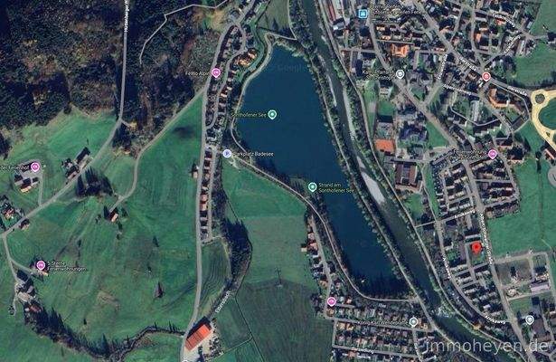 Lage der Wohnung rechts unten im Bild nahe dem Sonthofener See