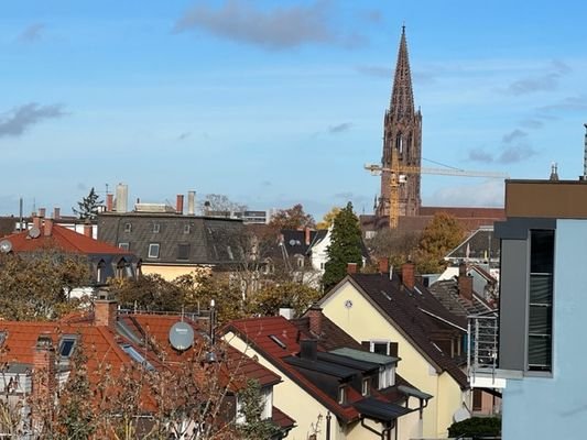 Aussicht von der Dachterrasse zum Münsterturm