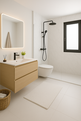 Visualisierung Badezimmer mit bodentiefer Dusche