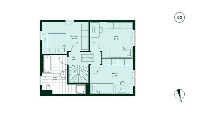 Komfortabel geschnittenes Obergeschoss