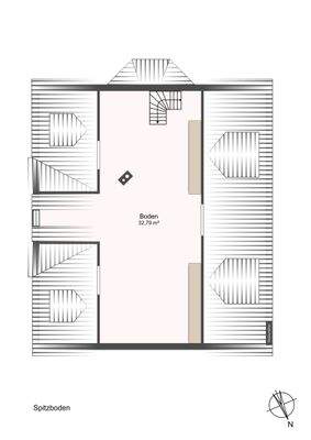 Grundriss Spitzboden mit Ca.-Angabe (ohne Gewähr)