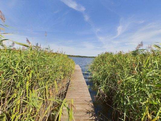 Blick auf den Steg und den Schweriner See