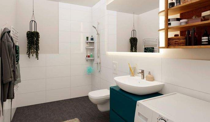 Modernes Badezimmer mit bodengleicher Dusche