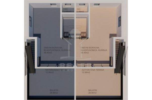 2. OG mit Wohnzimmer und Küche