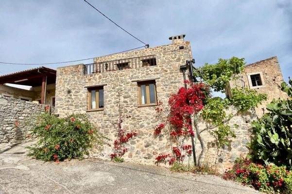 Kreta, Nofalias: Schönes, freistehendes Steinhaus mit 2 Schlafzimmern, Garten und Meerblick von der Terrasse