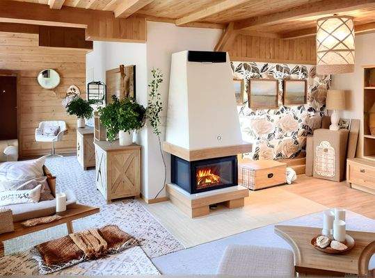 Wohnzimmer mit Kamin, vielleicht so?