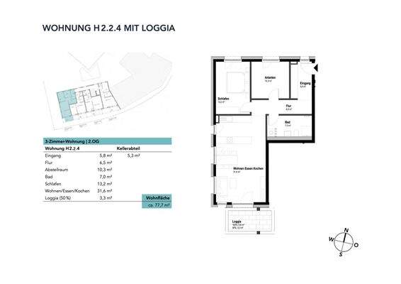 Wohnung H2.2.4 mit Loggia