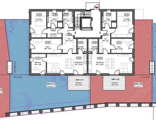 EG W 5.01 und W 5.02  4 ZI 101,57 qm und 3 ZI 79,46 mit SNR Gartenfläche