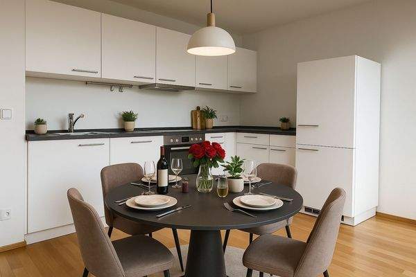 Moderne Küche mit Esstisch