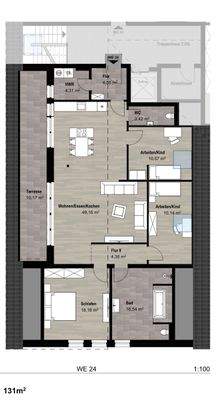 Sebastianusstrasse 22, Grundriss mit Option 4. Zimmer 