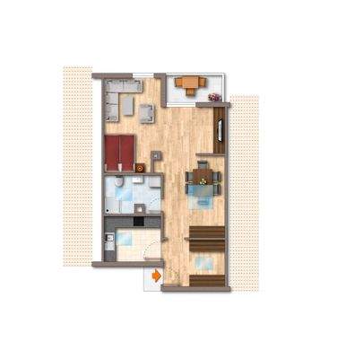 Grundriss-Skizze Dachgeschosswohnung