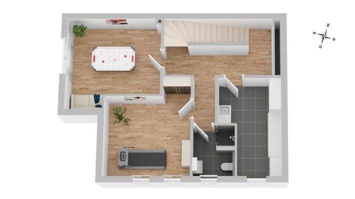 Unverbindlicher 3D Grundriss des Untergeschosses