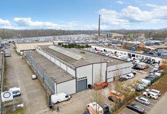 Dronenaufnahme, Hallenkomplex in Essen-Katernberg