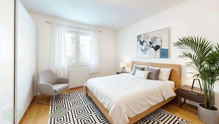 Schlafzimmer (Einrichtungsvorschlag KI generiert)