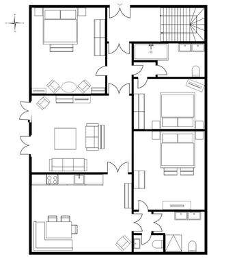 Zollhaus 1:  Erdgeschoss ( Grundriss nicht maßstabsgerecht)