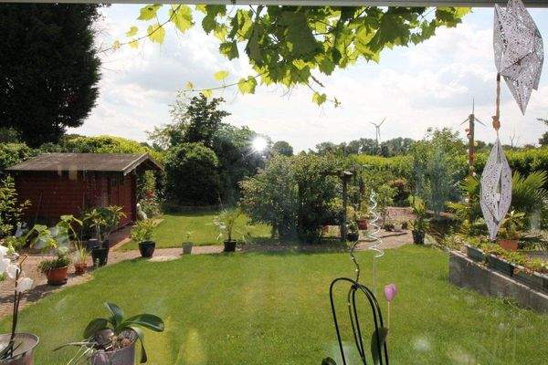 Blick vom Wohnzimmer in den Garten