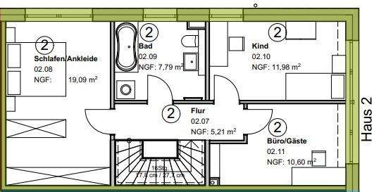 Grundriss Obergeschoss Haus 2 