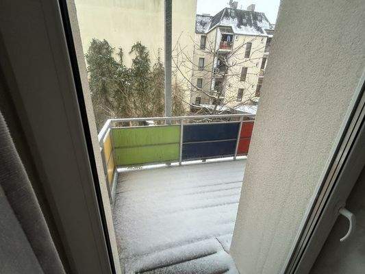 Der Blick auf den Balkon