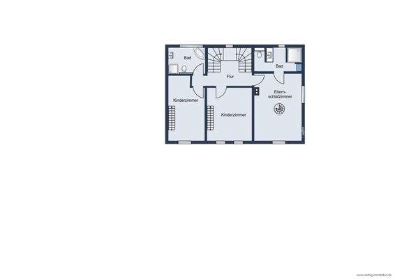 Grundrissskizze OG - nicht maßstabsgetreu - Möbilierung dient lediglich zur Veranschaulichung und ist nicht Bestandteil des Hauses