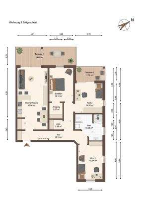 Grundriss Wohnung 3 - EG