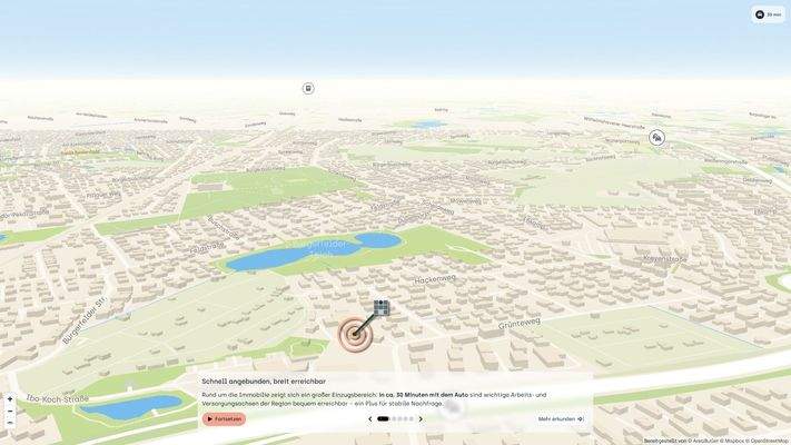 Interaktiver 3D-Lageplan auf HI-Website