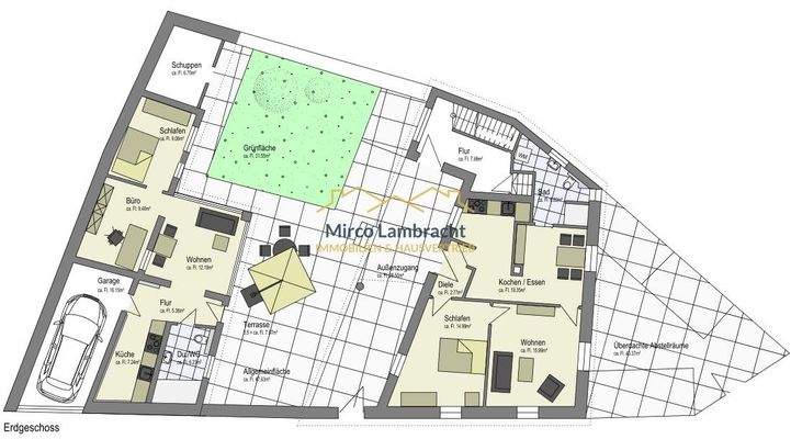 Grundriss Nebengebäude + Whg. I im EG