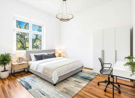 Schlafzimmer gestagt