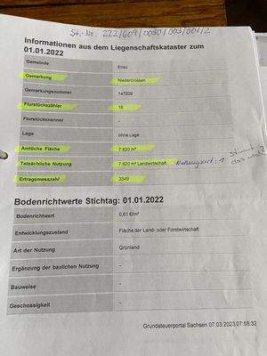 Liegenschaftskataster Flurstüclk 18