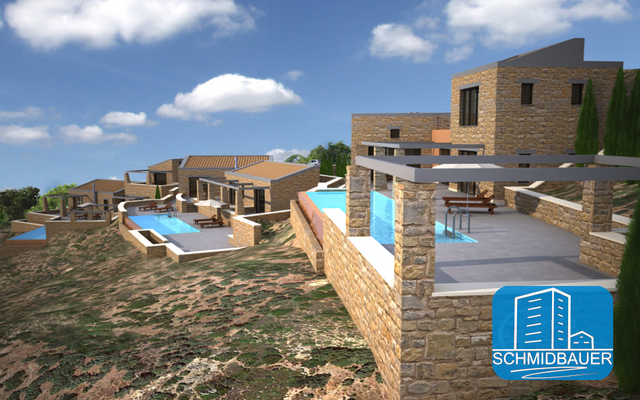 Kreta, Agios Pavlos: Atemberaubendes Grundstück mit Baugenehmigung für 3 Luxusvillen zu verkaufen