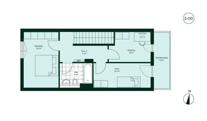 Grundriss der oberen Etage