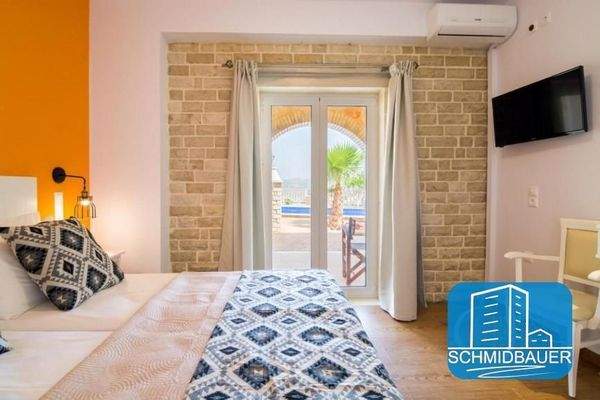 Kreta, Kamilari: Steinvilla mit Apartment und Blick auf den Kamilari-Hügel